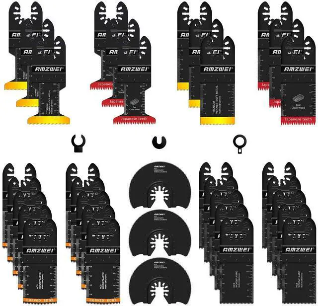 Main image of KEHIPI 35PCS Multitool Blades, 7 Types Titanium & HCS Oscillating Tool Blades for Wood Metal Plastic, Quick Release Saw Blades Compatible with Dewalt Rockwell Fein Milwaukee Ryobi