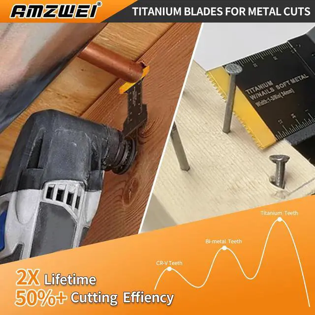 Alt view image 4 of 7 - KEHIPI 35PCS Multitool Blades, 7 Types Titanium & HCS Oscillating Tool Blades for Wood Metal Plastic, Quick Release Saw Blades Compatible with Dewalt Rockwell Fein Milwaukee Ryobi