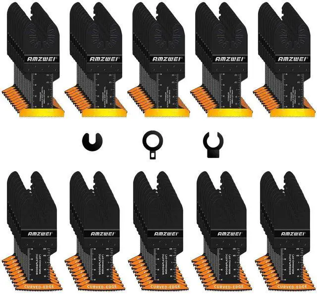 Main image of KEHIPI 100PCS Oscillating Tool Blades, Titanium & HCS Oscillating Saw Blades for Metal/Wood/Plastic Cutting, Curved Edge Multi Tool Blades Fit for Dewalt, Milwaukee, Dremel, Ryobi, Rockwell