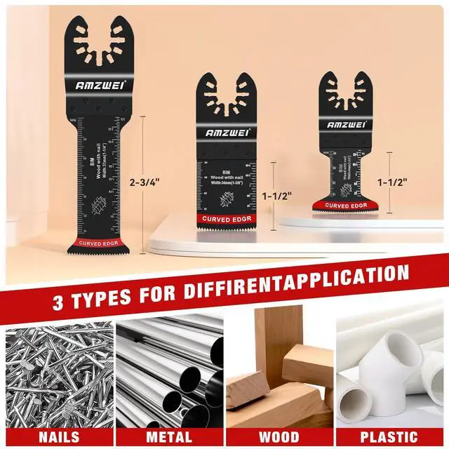 Alt view image 2 of 7 - KEHIPI 30 Pcs Bi-Metal Oscillating Saw Blades, Professional Curved Edge Multitool Blades for Wood with Nails, Metal, Wood, Oscillating Tool Blades Compatible with Dewalt Milwaukee Bosch Ryobi