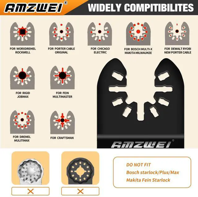 Alt view image 7 of 7 - KEHIPI 100PCS Titanium Oscillating Tool Blades, Professional Curved Edge Saw Blades Metal Wood Plastic Cuts 4 Types Quick Release Multi Tool Blades Compatible with Dewalt Milwaukee Ryobi Rockwell