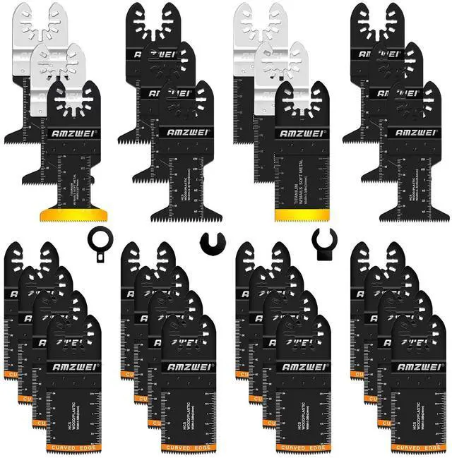 Main image of KEHIPI 28PCS Oscillating Saw Blades, Professional Universal Titanium Multitool Blades for Wood Metal, Quick Release Multi Tool Blades Kits Compatible with Dewalt Ryobi Milwaukee Rockwell Fein