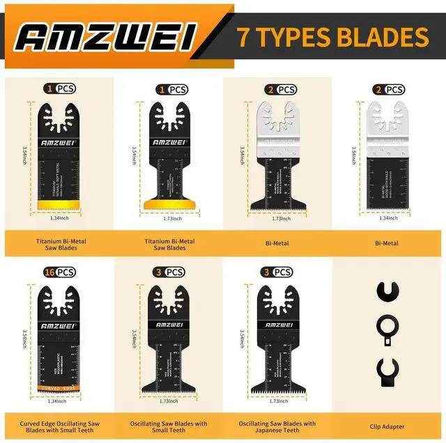 Alt view image 3 of 7 - KEHIPI 28PCS Oscillating Saw Blades, Professional Universal Titanium Multitool Blades for Wood Metal, Quick Release Multi Tool Blades Kits Compatible with Dewalt Ryobi Milwaukee Rockwell Fein
