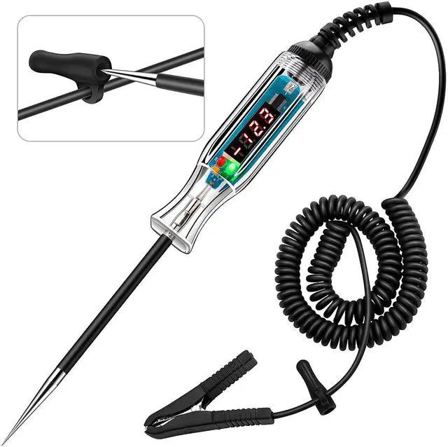 Main image of KEHIPI Upgraded 3-72V LED Digital Automotive Circuit Tester, DC Voltage Test Light with Voltmeter & Polarity Indicator Light, Vehicle Circuits Low Voltage Light Tester Pen with Sharp Stainless Probe