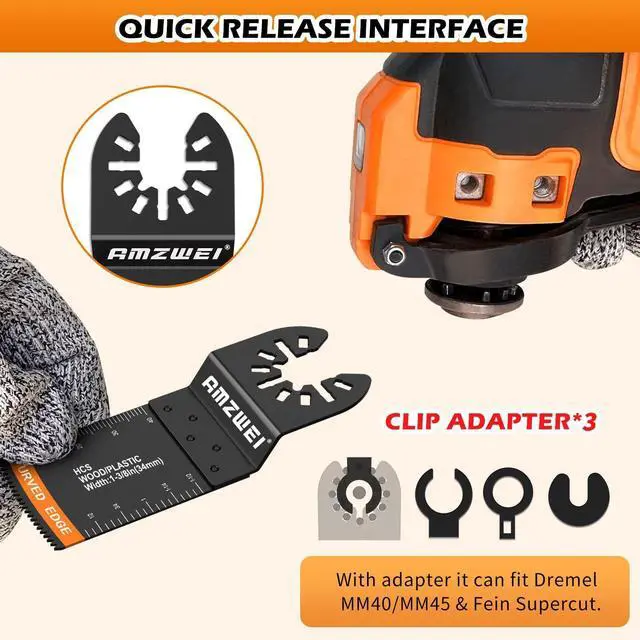 Alt view image 7 of 7 - KEHIPI 28PCS Oscillating Saw Blades, Professional Universal Titanium Multitool Blades for Wood Metal, Quick Release Multi Tool Blades Kits Compatible with Dewalt Ryobi Milwaukee Rockwell Fein