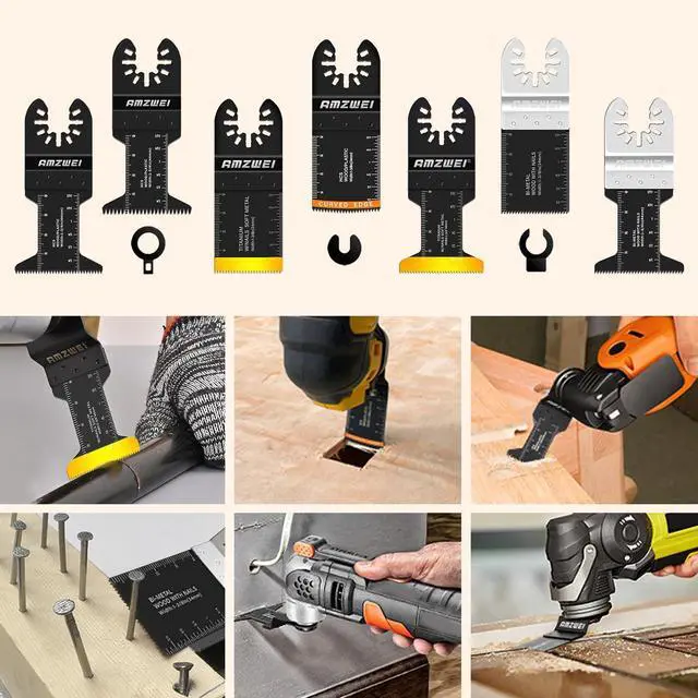Alt view image 6 of 7 - KEHIPI 28PCS Oscillating Saw Blades, Professional Universal Titanium Multitool Blades for Wood Metal, Quick Release Multi Tool Blades Kits Compatible with Dewalt Ryobi Milwaukee Rockwell Fein
