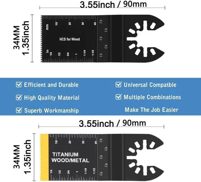 Alt view image 2 of 7 - KEHIPI 100pcs Oscillating Saw Blades Universal Wood Multitool Blades Quick Release Oscillating Tool Blades Kits Fit Porter Cable Black & Decker Rockwell Ridgid Ryobi Milwaukee Chicago Craftsman