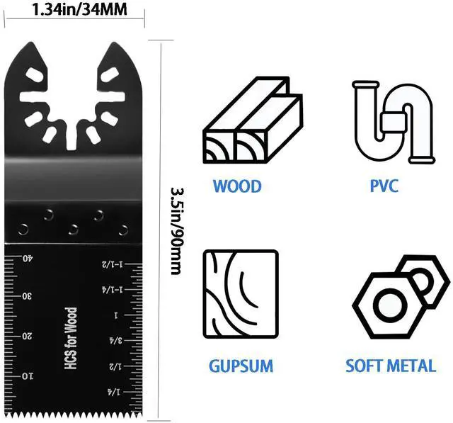 Alt view image 4 of 7 - KEHIPI 100pcs Oscillating Saw Blades Universal Wood Multitool Blades Quick Release Oscillating Tool Blades Kits Fit Porter Cable Black & Decker Rockwell Ridgid Ryobi Milwaukee Chicago Craftsman