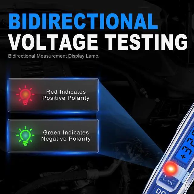 Alt view image 4 of 7 - KEHIPI Upgraded 3-72V Automotive Circuit Tester with Voltmeter, Heavy Duty LCD Backlight Display Test Light with 140 Inch Extended Wire & Illumination, Bidirectional DC Voltage Tester Electric Light