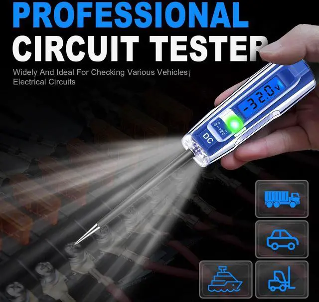 Alt view image 7 of 7 - KEHIPI Upgraded 3-72V Automotive Circuit Tester with Voltmeter, Heavy Duty LCD Backlight Display Test Light with 140 Inch Extended Wire & Illumination, Bidirectional DC Voltage Tester Electric Light