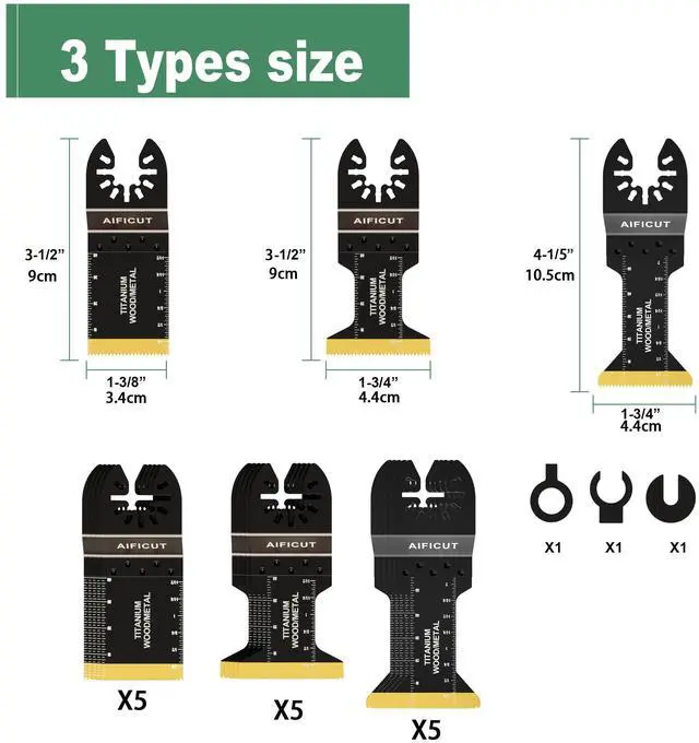 Alt view image 2 of 6 - KEHIPI 15PCS Titanium Oscillating Saw Blades,Universal Multitool Blades for Metal Nails Hard Material and Wood Plastic,Multi Tool Blades Kits Fit Dewalt Bosch Milwaukee Ryobi