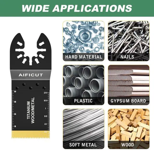 Alt view image 4 of 6 - KEHIPI 15PCS Titanium Oscillating Saw Blades,Universal Multitool Blades for Metal Nails Hard Material and Wood Plastic,Multi Tool Blades Kits Fit Dewalt Bosch Milwaukee Ryobi