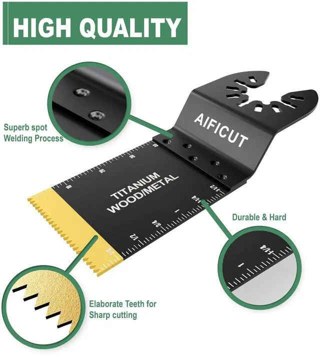 Alt view image 3 of 6 - KEHIPI 15PCS Titanium Oscillating Saw Blades,Universal Multitool Blades for Metal Nails Hard Material and Wood Plastic,Multi Tool Blades Kits Fit Dewalt Bosch Milwaukee Ryobi