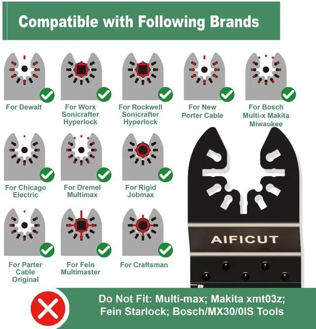 Alt view image 5 of 6 - KEHIPI 15PCS Titanium Oscillating Saw Blades,Universal Multitool Blades for Metal Nails Hard Material and Wood Plastic,Multi Tool Blades Kits Fit Dewalt Bosch Milwaukee Ryobi