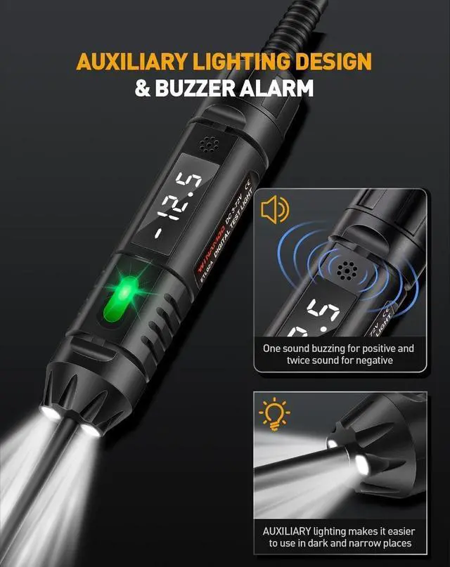 Alt view image 5 of 7 - KEHIPI Upgraded Heavy Duty Circuit Tester with Buzzer, 3-72V DC Digital LED Test Light with Voltmeter, Automotive Light Tester with Illumination, Fuse Voltage Tester Auto Electrical Tool