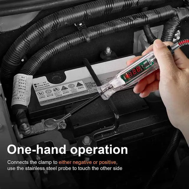 Alt view image 6 of 7 - KEHIPI Premium Digital LED Automotive Circuit Tester, DC 2.6V-32V Test Light with Portable PU Extended Spring Wire, Vehicle Circuits Low Voltage Light Tester with Sharp Stainless Probe