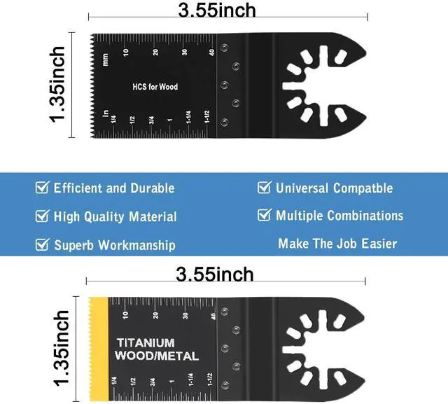 Alt view image 2 of 6 - KEHIPI 55 PCS Oscillating Saw Blades Quick Release Universal oscillating Tool Blades Wood Plastics and Metal Multitool Blade Kits for Wood fit Dewalt Rockwell Milwaukee Makita Ryobi
