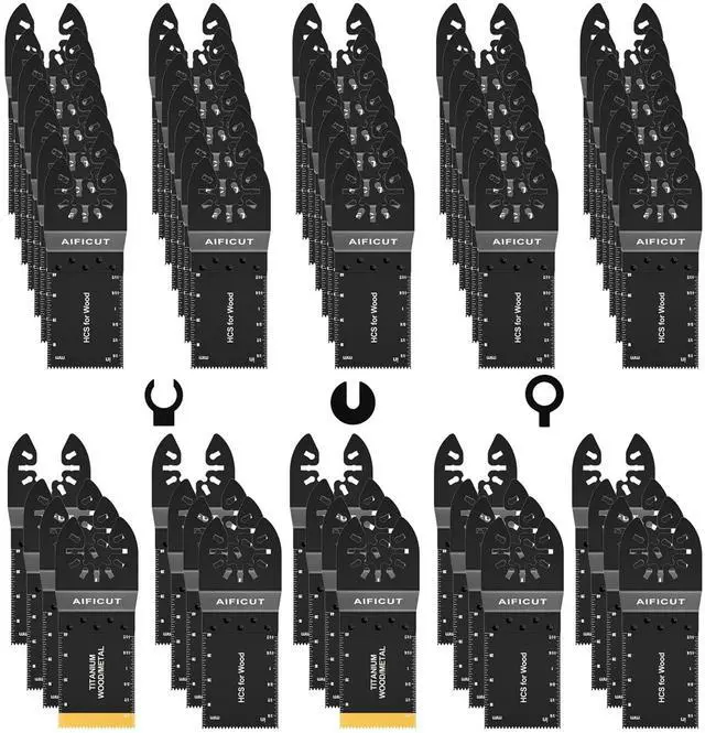 Main image of KEHIPI 55 PCS Oscillating Saw Blades Quick Release Universal oscillating Tool Blades Wood Plastics and Metal Multitool Blade Kits for Wood fit Dewalt Rockwell Milwaukee Makita Ryobi