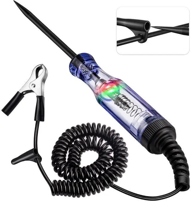 KEHIPI Test Light Automotive, 6V-12V-24V Circuit Tester with Dual Color Polarity Indicator Light for Continuity Voltage Fuse Tester, Car Electrical Test Pen with Stainless Probe for Sedan, SUV, RV