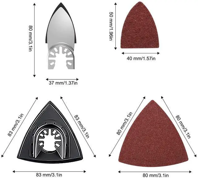 Alt view image 4 of 7 - KEHIPI 98Pcs Oscillating Saw Blades Kits Cutting for Wood Plastic Metal Multi Tool Blades Oscillating Tool Blades with Sanding Pads Sandpapers Kits Fit Dewalt Ryobi Milwaukee Rockwell Fein Makita