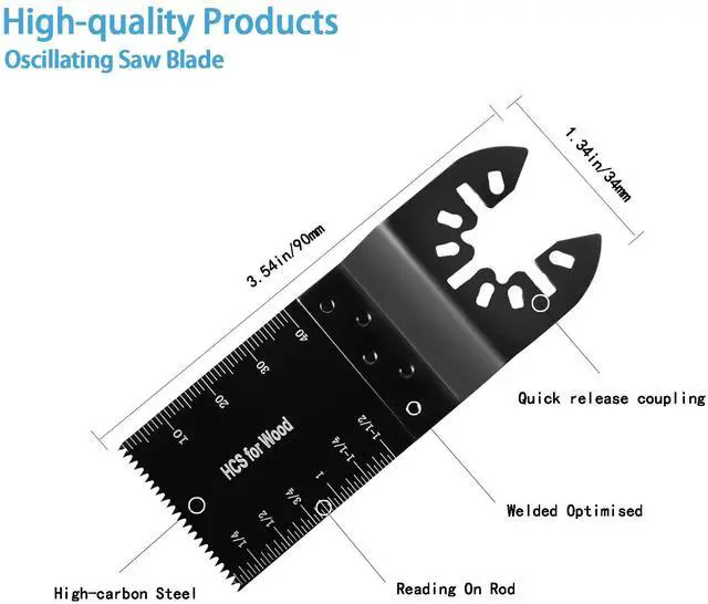 Alt view image 5 of 7 - KEHIPI 100pcs Oscillating Saw Blades Universal Wood Multitool Blades Quick Release Oscillating Tool Blades Kits Fit Porter Cable Black & Decker Rockwell Ridgid Ryobi Milwaukee Chicago Craftsman
