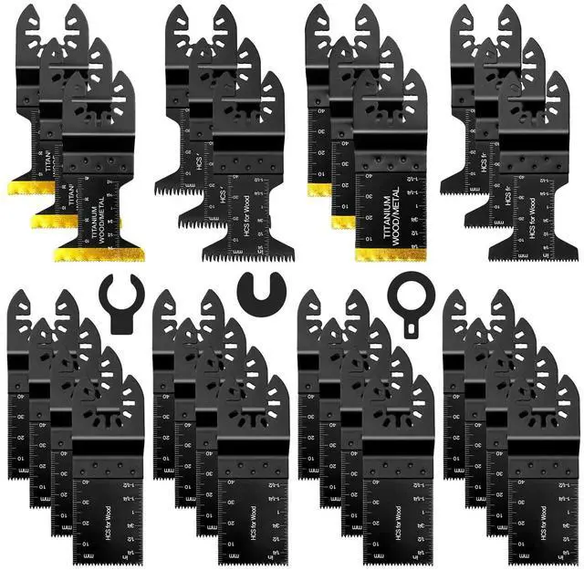Main image of KEHIPI 31 PCS Multi Tool Blade Kits, Professional Titanium Oscillating Tool Blades for Metal, Wood, Plastic, Quick Release Oscillating Saw Blades Compatible with Dewalt Milwaukee Ryobi Rockwell Fein