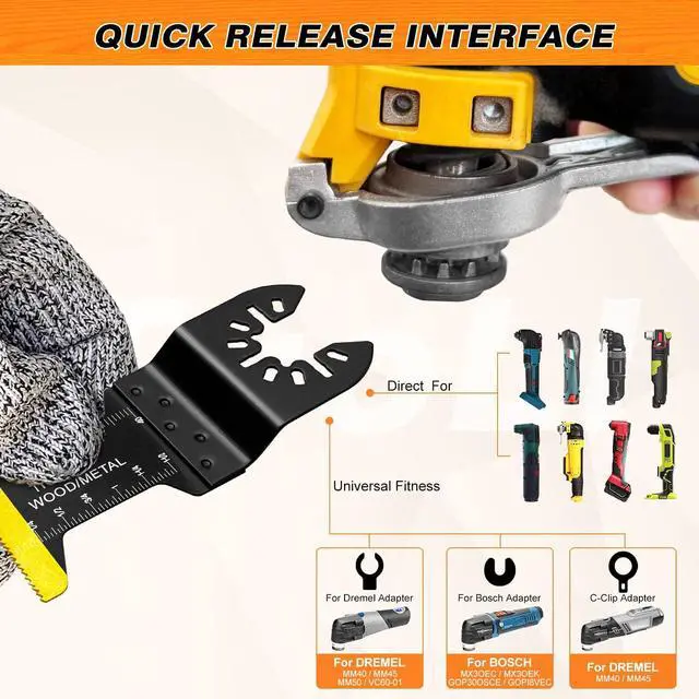 Alt view image 4 of 7 - KEHIPI 31 PCS Multi Tool Blade Kits, Professional Titanium Oscillating Tool Blades for Metal, Wood, Plastic, Quick Release Oscillating Saw Blades Compatible with Dewalt Milwaukee Ryobi Rockwell Fein