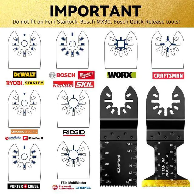 Alt view image 3 of 7 - KEHIPI 31 PCS Multi Tool Blade Kits, Professional Titanium Oscillating Tool Blades for Metal, Wood, Plastic, Quick Release Oscillating Saw Blades Compatible with Dewalt Milwaukee Ryobi Rockwell Fein