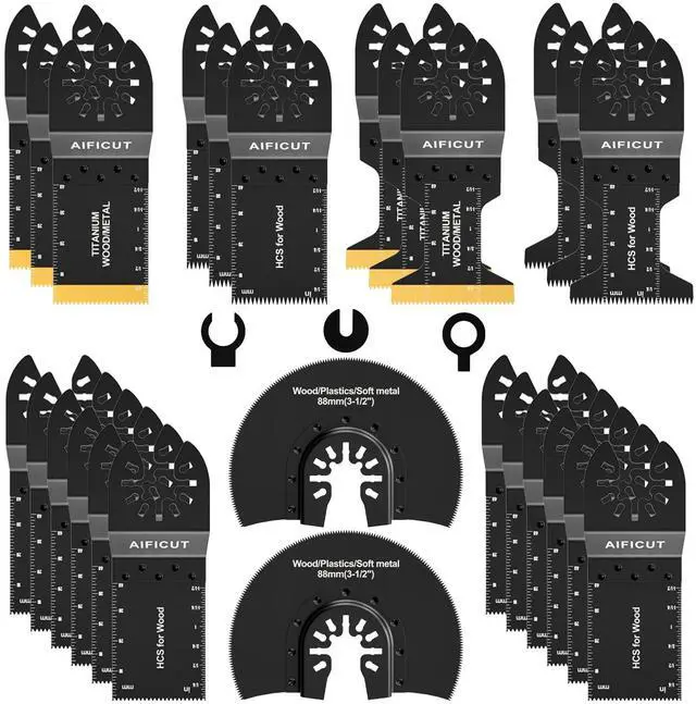Main image of KEHIPI 26pcs Oscillating Saw Blades Titanium Multitool Blades for Wood Plastics Metal oscillating Tool Blades Kits Fit Rockwell Ridgid Ryobi Milwaukee Chicago Craftsman Dewalt