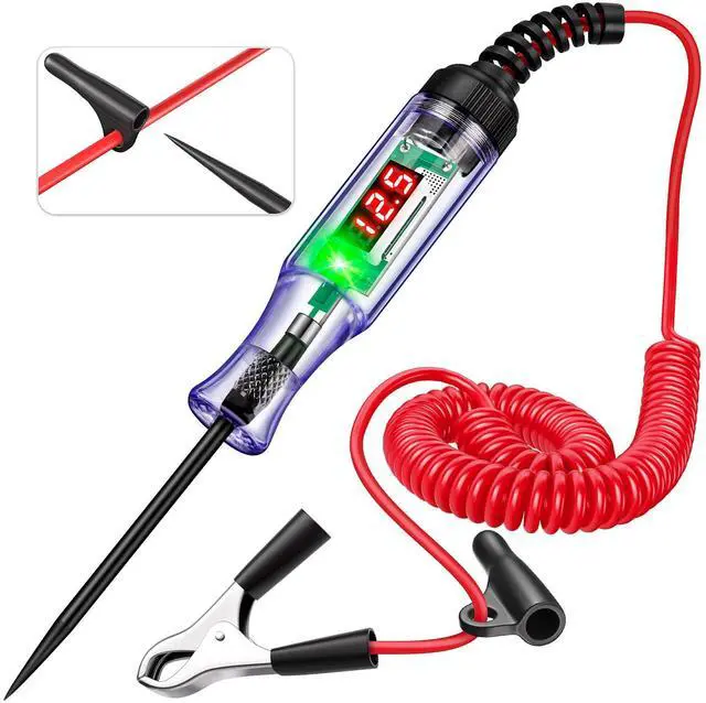 KEHIPI Test Light Automotive 5-90V Digital LED Circuit Tester with Voltage Display, Auto Bidirectional Voltage Tester, Electric Test Pen with Extended Spring Wire & Probe for Car RV Fuse Checker