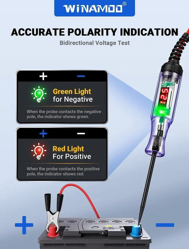 Alt view image 3 of 7 - KEHIPI Test Light Automotive 5-90V Digital LED Circuit Tester with Voltage Display, Auto Bidirectional Voltage Tester, Electric Test Pen with Extended Spring Wire & Probe for Car RV Fuse Checker