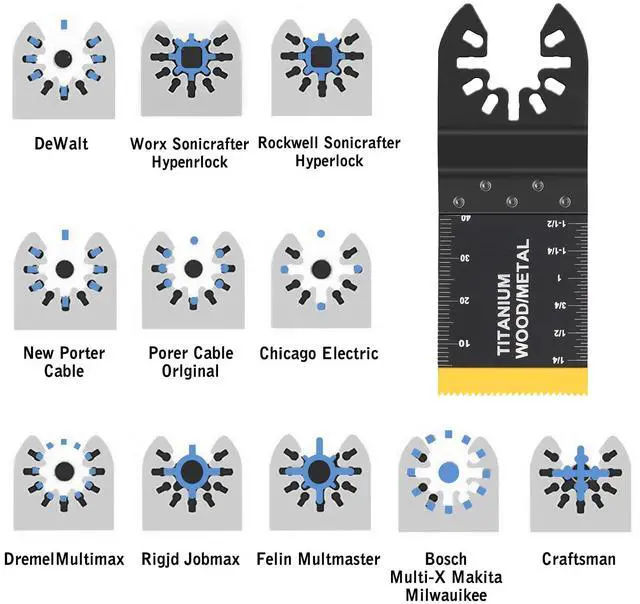 Alt view image 4 of 6 - KEHIPI 26pcs Oscillating Saw Blades Titanium Multitool Blades for Wood Plastics Metal oscillating Tool Blades Kits Fit Rockwell Ridgid Ryobi Milwaukee Chicago Craftsman Dewalt