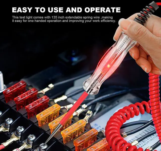 Alt view image 5 of 7 - KEHIPI Premium LED Bulb Automotive Circuit Tester, 6-24V Test Light with 135 Inch PU Extended Spring Wire, Sharp Hard Steel Probe Vehicle Circuits Low DC Voltage Light Tester