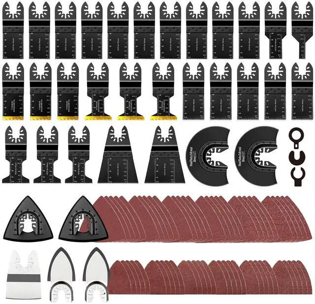 Main image of KEHIPI 98Pcs Oscillating Saw Blades Kits Cutting for Wood Plastic Metal Multi Tool Blades Oscillating Tool Blades with Sanding Pads Sandpapers Kits Fit Dewalt Ryobi Milwaukee Rockwell Fein Makita