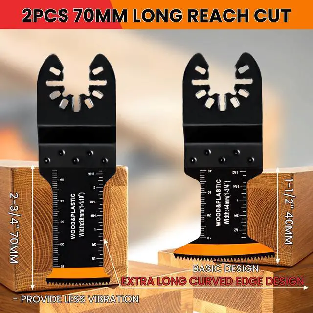 Alt view image 2 of 7 - KEHIPI 86 Pack Oscillating Saw Blades with Case, Arc Edge Multitool Blades, Oscillating Tool Blade, Bi-Metal for Wood/Metal/Plastic Kits Fit for Milwaukee Ryobi