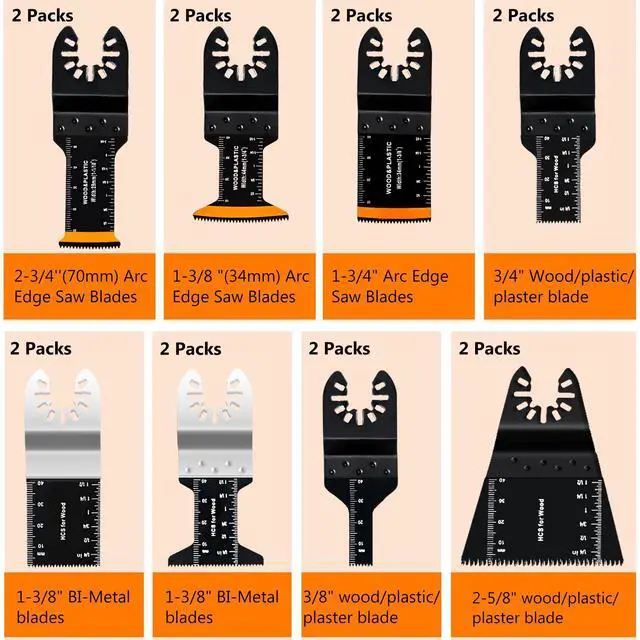 Alt view image 4 of 7 - KEHIPI 86 Pack Oscillating Saw Blades with Case, Arc Edge Multitool Blades, Oscillating Tool Blade, Bi-Metal for Wood/Metal/Plastic Kits Fit for Milwaukee Ryobi