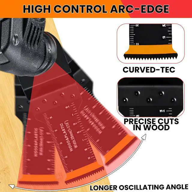 Alt view image 3 of 7 - KEHIPI 86 Pack Oscillating Saw Blades with Case, Arc Edge Multitool Blades, Oscillating Tool Blade, Bi-Metal for Wood/Metal/Plastic Kits Fit for Milwaukee Ryobi