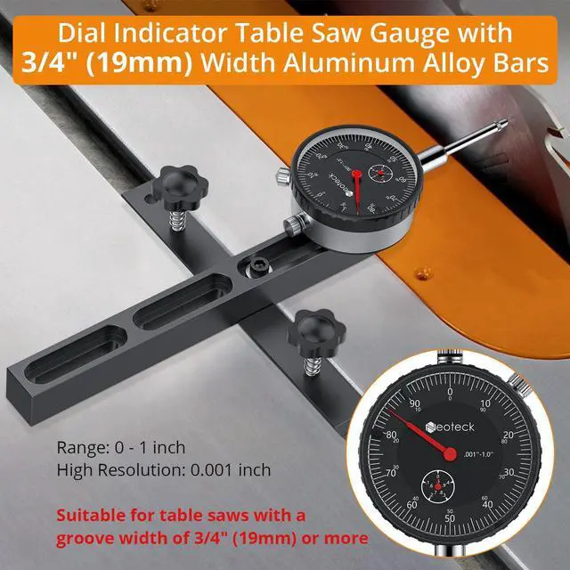 Alt view image 2 of 7 - KEHIPI 0-1"/0.001" Dial Indicator Table Saw Gauge Suitable for Table Saws with a Groove Width of 3/4" (19mm) or More for Aligning and Calibrating in Workshop,Machinery,Band Saw and Drill Press-Black