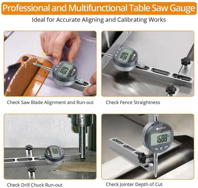 Alt view image 3 of 7 - KEHIPI 0-1'' Digital Dial Indicator Table Saw Gauge Suitable for Table Saws with a Groove Width of 3/4" (19mm) or more for Aligning and Calibrating Work,Shop Machinery,Band Saw and Drill Press-Silver