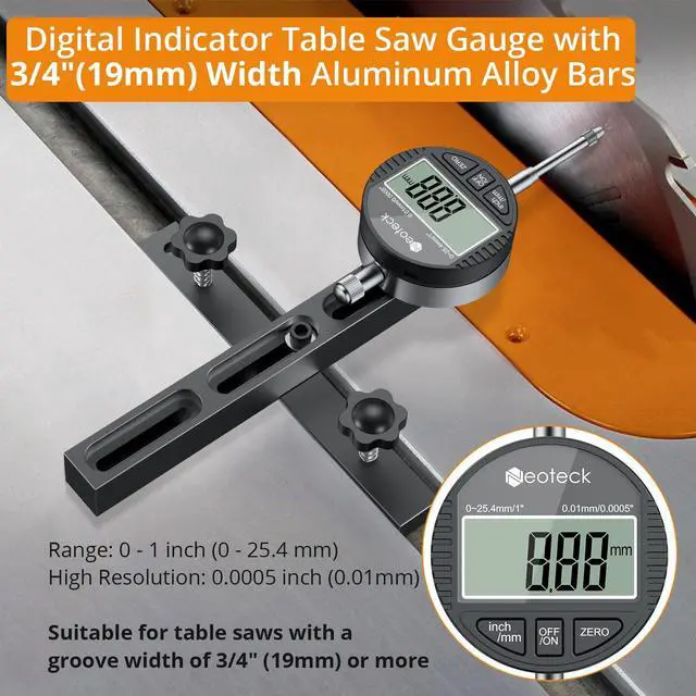 Alt view image 2 of 7 - KEHIPI 0-1'' Digital Dial Indicator Table Saw Gauge Suitable for Table Saws with a Groove Width of 3/4" (19mm) or More for Aligning and Calibrating Work,Shop Machinery,Band Saw and Drill Press-Black
