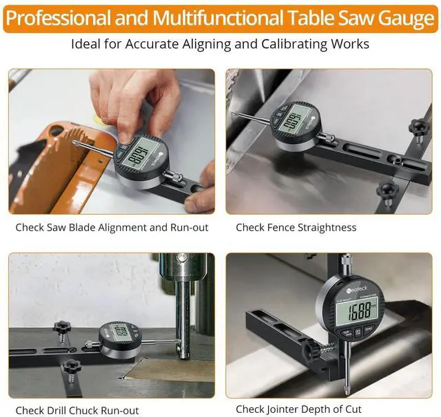 Alt view image 3 of 7 - KEHIPI 0-1'' Digital Dial Indicator Table Saw Gauge Suitable for Table Saws with a Groove Width of 3/4" (19mm) or More for Aligning and Calibrating Work,Shop Machinery,Band Saw and Drill Press-Black