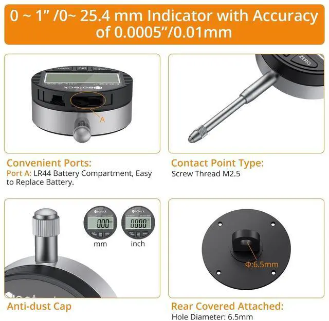 Alt view image 6 of 7 - KEHIPI 0-1'' Digital Dial Indicator Table Saw Gauge Suitable for Table Saws with a Groove Width of 3/4" (19mm) or More for Aligning and Calibrating Work,Shop Machinery,Band Saw and Drill Press-Black