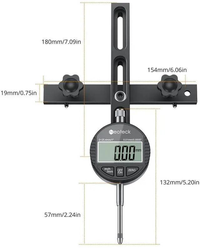 Alt view image 7 of 7 - KEHIPI 0-1'' Digital Dial Indicator Table Saw Gauge Suitable for Table Saws with a Groove Width of 3/4" (19mm) or More for Aligning and Calibrating Work,Shop Machinery,Band Saw and Drill Press-Black