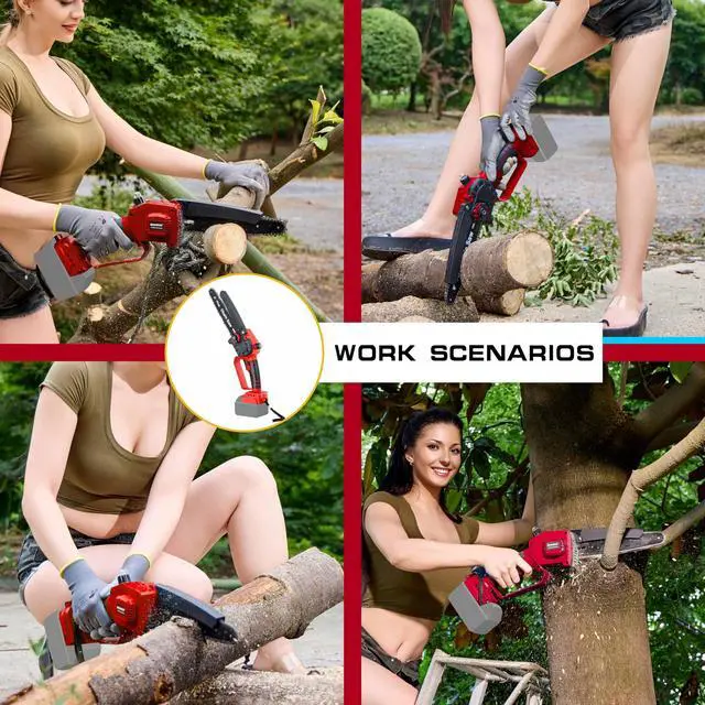 Alt view image 6 of 6 - KEHIPI Mini Chainsaw 8-inch Compatible with Milwaukee M18 Batteries, Cordless Brushless Chain Saw with Oiler, Safety Lock for Tree Trimming,Wood Cutting (NO BATTERY)