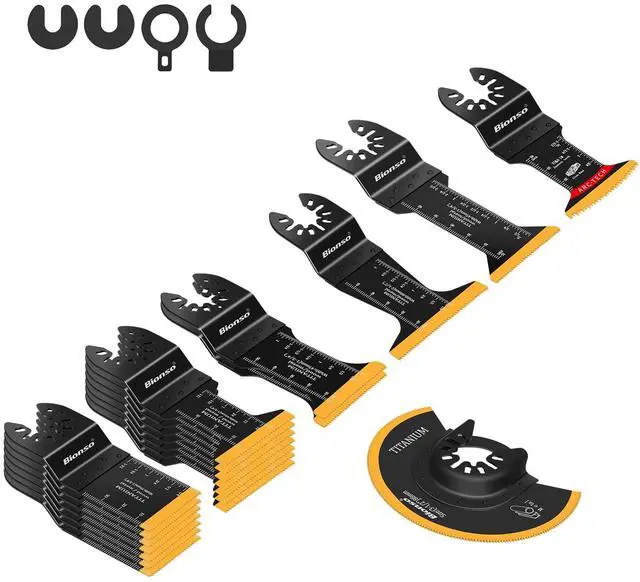 Main image of KEHIPI 22PCS Titanium Oscillating Tool Blade Cuts Metal and Wood, Sharp and Durable Multitool Blades, Multi Tool Blades Kits, Oscillating Saw Blades Fit Dewalt Milwaukee Ryobi Makita Worx Rockwell Wen