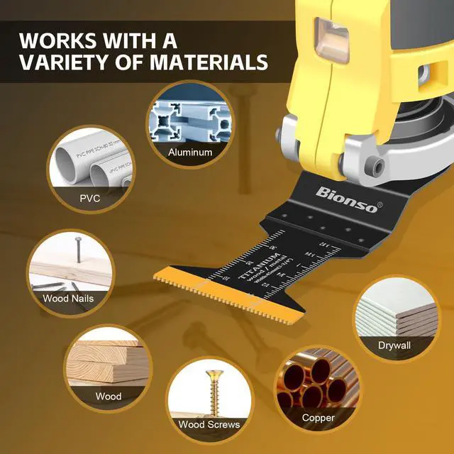 Alt view image 4 of 6 - KEHIPI 22PCS Titanium Oscillating Tool Blade Cuts Metal and Wood, Sharp and Durable Multitool Blades, Multi Tool Blades Kits, Oscillating Saw Blades Fit Dewalt Milwaukee Ryobi Makita Worx Rockwell Wen