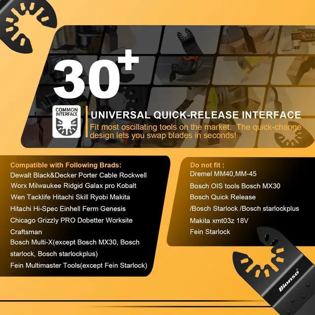 Alt view image 6 of 6 - KEHIPI 22PCS Titanium Oscillating Tool Blade Cuts Metal and Wood, Sharp and Durable Multitool Blades, Multi Tool Blades Kits, Oscillating Saw Blades Fit Dewalt Milwaukee Ryobi Makita Worx Rockwell Wen