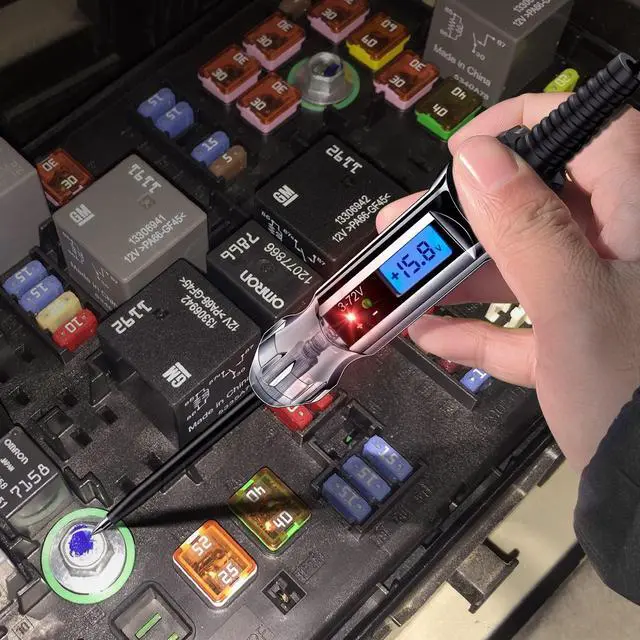 Alt view image 7 of 7 - KEHIPI Heavy Duty 3-72V Backlit Digital LCD Circuit Tester, Automotive Test Light with 140 Inch Extended Wire and 2 Polarity Indicate LED Lights, Car Truck Low DC Voltage & Light Tester with Stainless