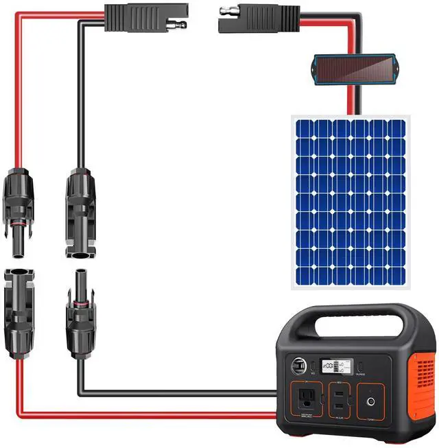 Alt view image 6 of 7 - KEHIPI Solar Panel Connectors to SAE Adapter Cable 10AWG Solar to SAE PV Extension Wire with 2PCS Polarity Reverse Adapters for RV, Caravan, Battery Charger Kit