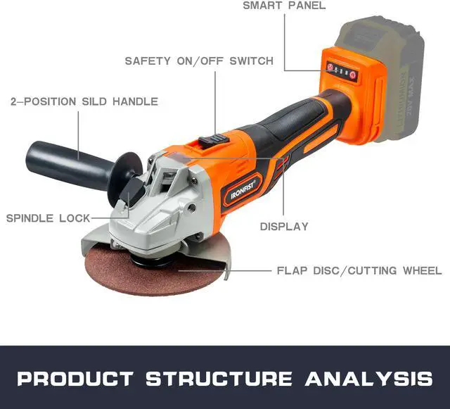 Alt view image 2 of 6 - KEHIPI Cordless Angle Grinder, 20V Brushless Electric Grinding Wheels, Lithium Cutter Utility Power Tool 125mm M14 Angle Grinder Compatible with DEWALT 20V MAX Batteries (NO BATTERY)